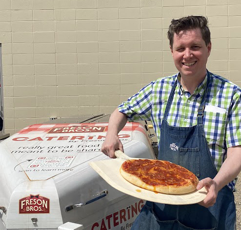 Dan with pizza