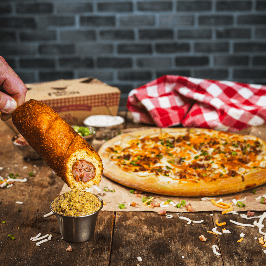 Try October’s Mike’s Meals! Corn Dog made with in-store crafted Ivan’s Sausage, or Perogy Pizza. Only Here for a limited time!