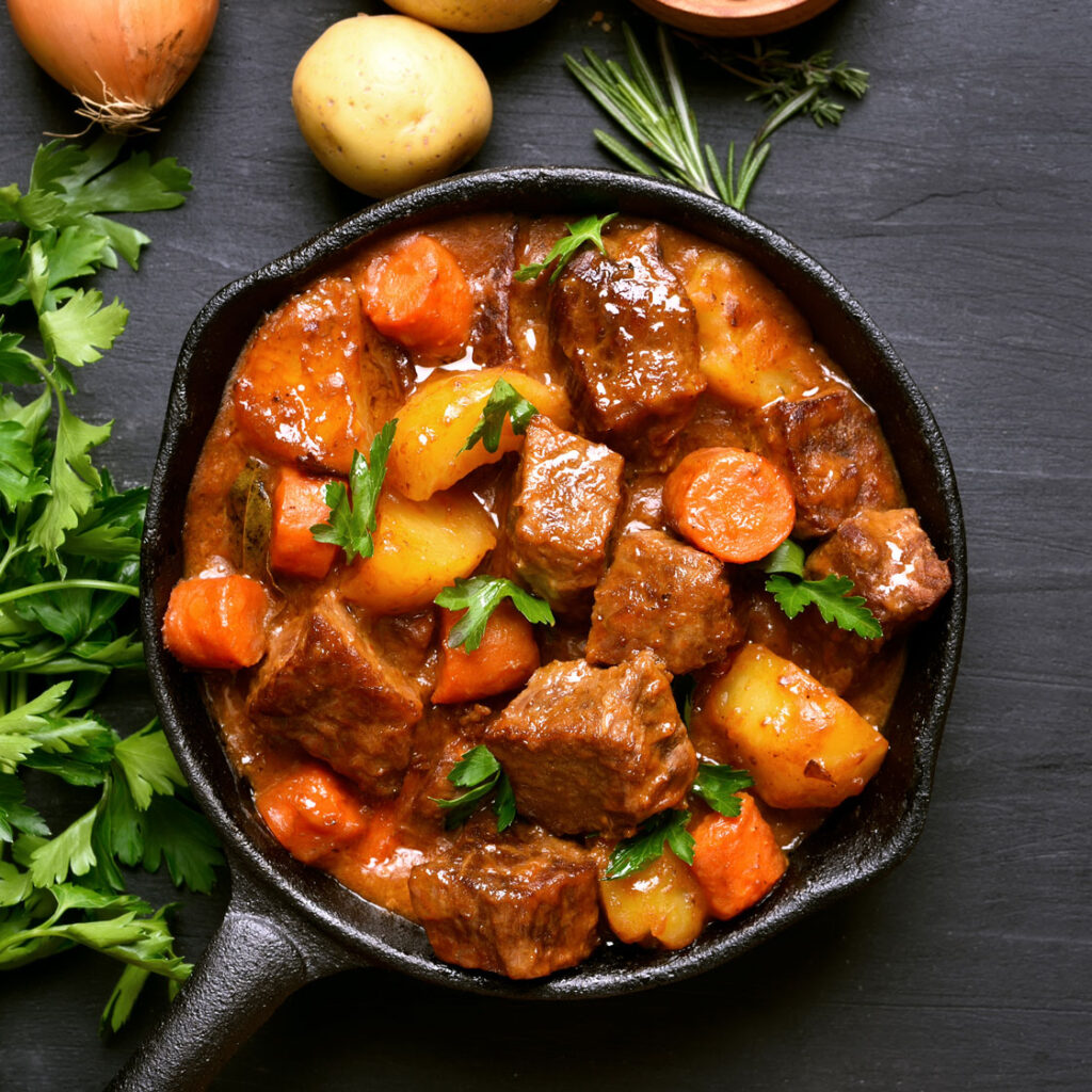 Enjoy the rich, comforting flavours of our classic Irish Stew. Tender meat and rustic root vegetables make this the perfect savoury meal.